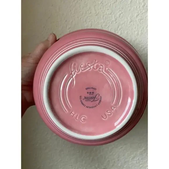 Fiesta HLC USA Set of 2 Serving Bowls Salad Bowls Rose Flamingo Pink 7.62" 8.62" - Picture 6 of 9